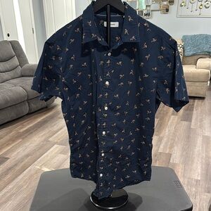 Jack & Jones Blue Casual Button Down Shirt with Subtle Pattern